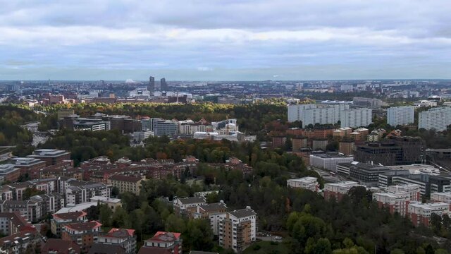 Aerial View Apartment Buildings Of Solna Suburb Of Stockholm Sweden