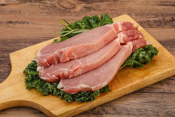 Raw pork steak for cooking