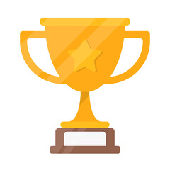 Trophy cup flat vector icon. Gold winner cup with star isolated on white background. Vector illustration.