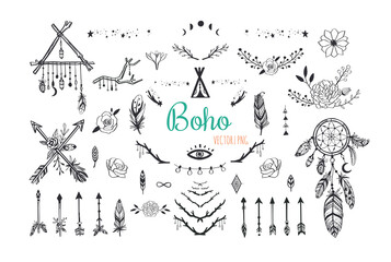 Boho mystic collection, arrows , decor elements,dreamcatchers set