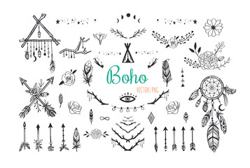 Boho mystic collection, arrows , decor elements,dreamcatchers set