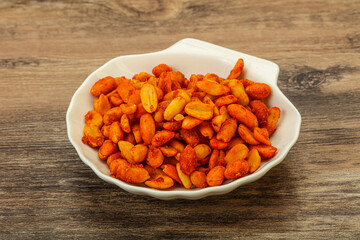 Chili peanut snack in the bowl