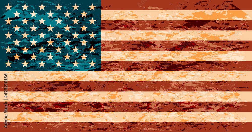 Wall mural USA American Flag Dirty Grunge Texture Vector Background