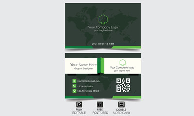 Green , Luxury Modern Business Card - Clean Modern Business Card Template. Vector