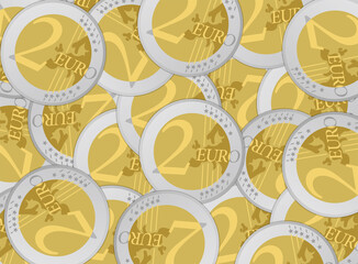 2 Euro coin currency vector background illustration