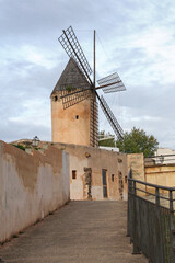 traditional windmill in old town of Palma de Mallorca, Mallorca, Balearic Islands, Spain