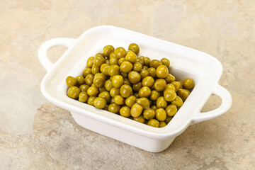 Marinated green pea in the bowl