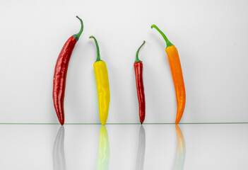 Colourful Peppers in a row