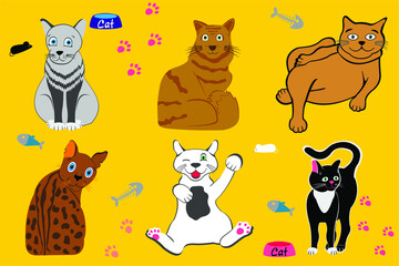 Obraz na płótnie Canvas big cute cat in stripes vector illustration