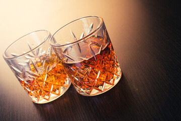alcoholic drink, whiskey in glasses