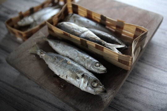 pindang fish (salted fish) in a bamboo container, is one of the traditional Indonesian fish processing methods.