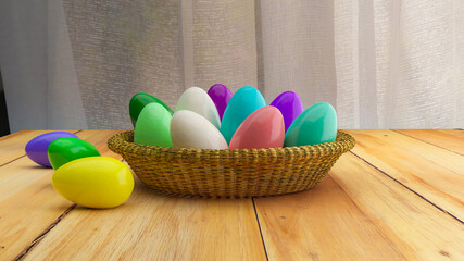 easter eggs on table