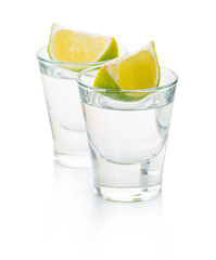 alcoholic drink in a glass with lime
