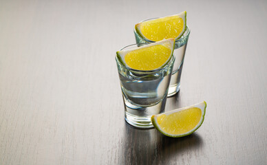 alcoholic drink in a glass with lime