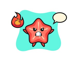 starfish character cartoon with angry gesture