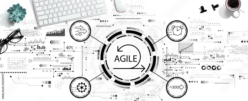 Poster agile concept with a computer keyboard