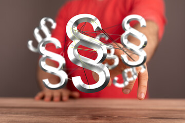 Law paragraph digital hologram background 3D rendering