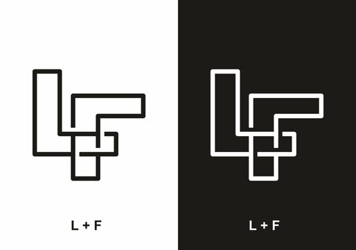 Line art LF intial letter black and white