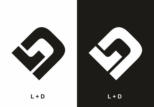 LD initial letter black and white