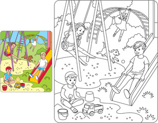 Fototapeta na wymiar Children's playground_coloring pages