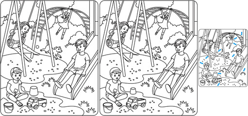 Children's playground_find differences_vector
