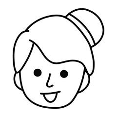 Cartoon female person Icon. avatar woman girl vector