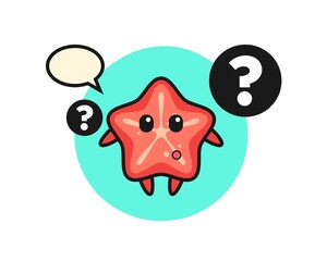 Cartoon Illustration of starfish with the question mark