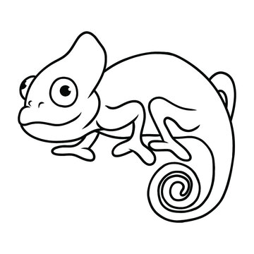Cartoon chameleon Icon. camouflage forest animal vector