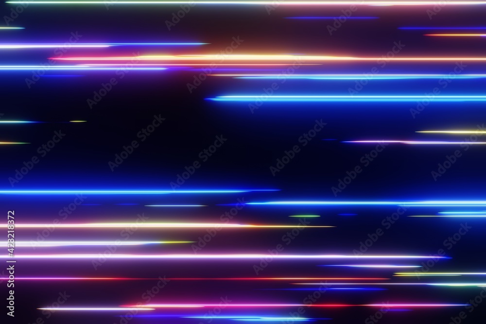 Fototapete Abstract technology light trial high speed digital network background 3D rendering