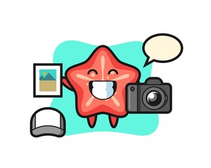 Character Illustration of starfish as a photographer
