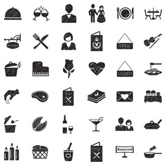 Dinner Icons. Black Scribble Design. Vector Illustration.