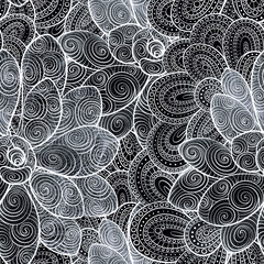 Ornamental doodle flora - succulents - seamless pattern