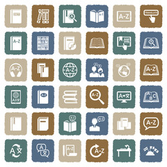 Dictionary Icons. Grunge Color Flat Design. Vector Illustration.