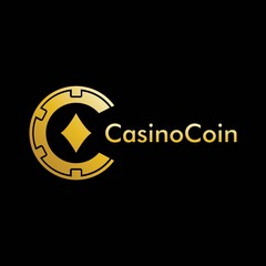 Gold Casino coin logo vector in Elegant Style with Black Background for casino business, gamble, card game, speculate, etc