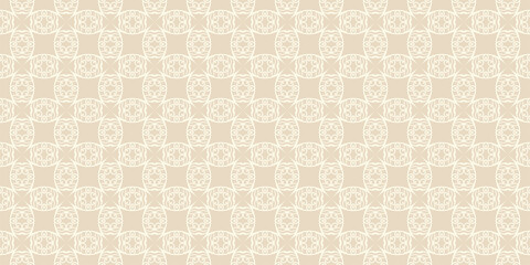 Background pattern with seamless ornament on a beige background. Wallpaper texture for your design. Vector illustration