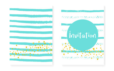 Gold Chic Backdrop. Stripe Stylish Invite. Mint