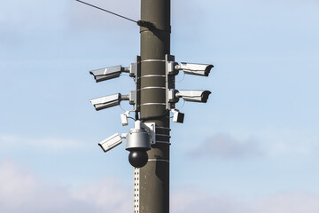 AI security surveillance cameras in city
