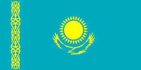 Qazaqstan official flag. Symbol and colors of Kazakhstan, vector image