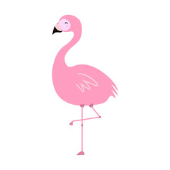 Obraz premium Pink flamingo on a white background