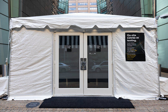 On Site Covid 19 Testing for Bloomberg Employees Outside the Midtown Manhattan Headquarters on January 2, 2021 in New York, New York