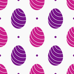 Easter eggs purple seamless pattern. Vector illustration.