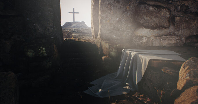 Rock opening into Jesus Christ tomb