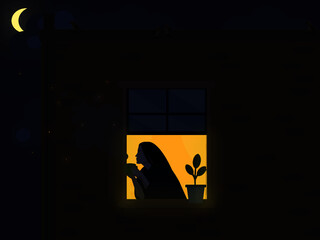 person at night