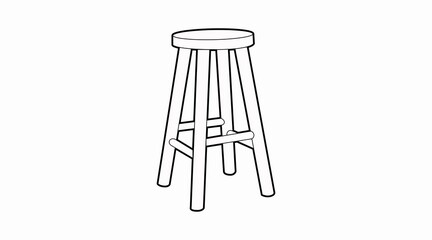 Vector Isolated Black and White Illustration of a Wooden Stool