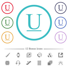 Underlined font type flat color icons in circle shape outlines