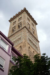 Fototapeta na wymiar Santa Maria Magdalena Church, Zaragoza, Spain. Mudejar Tower.
