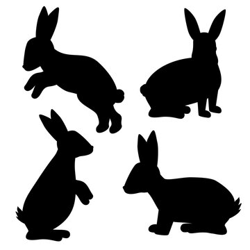 Silhouette of a rabbit. Vector illustration. Rabbit icon isolated on white background. For your design.