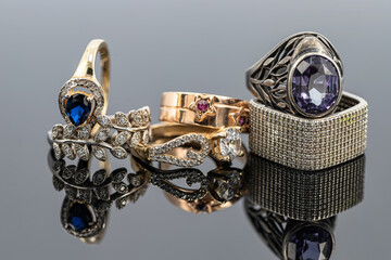 A small collection of gold and silver women's jewelry