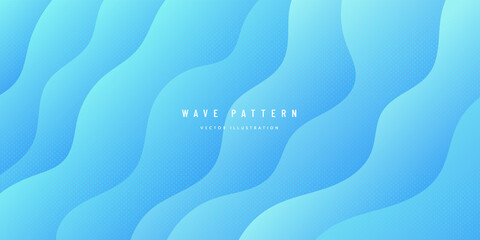 Abstract wavy shape on light blue background, Halftone dots decorate. Modern curve pattern pastel color. You can use for cover brochure template, poster, banner web, print ad, etc. Vector illustration