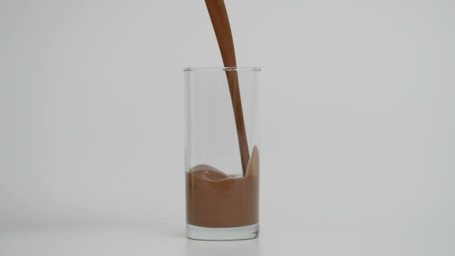 Super Slow Motion of Filling Transparent Glass with Chocolate at 1000 fps 